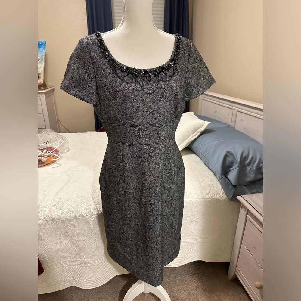 Tahari charcoal gray cocktail dress